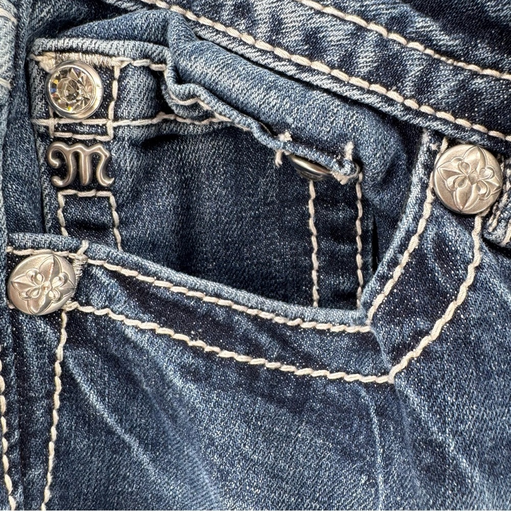 Vintage Y2k Miss Me Wilde Aztec Embroidered Diamond Mid-Rise Bootcut Jeans 31x34 - Picture 6 of 13